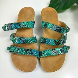 Vionic Dwyn Teal Snake Print Sandals MB